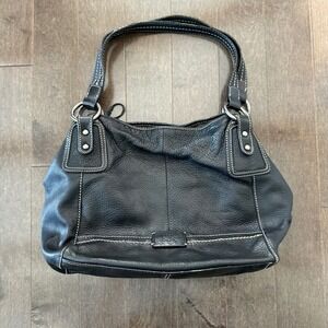 The Sak Black Pebbled Ashbury Shoulder Bag Purse Tote Cow‎ Leather